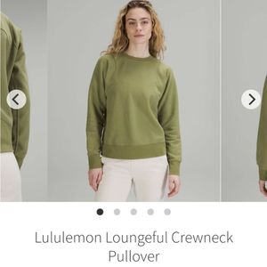 Lululemon loungeful crewneck sweatshirt bronze green, size 4
